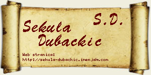 Sekula Dubačkić vizit kartica